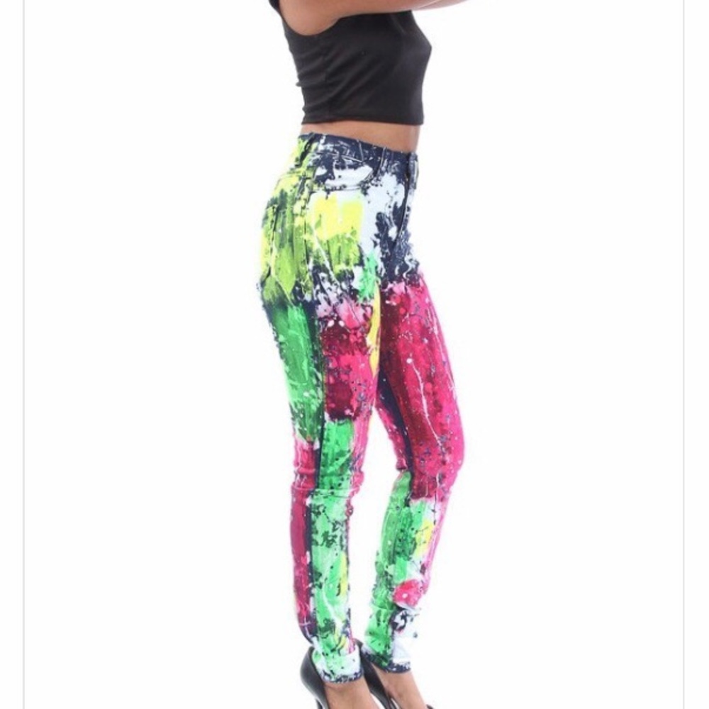 Aphrodite | Multi Colored Painted Plus Size Jeans - Picture 2 of 3